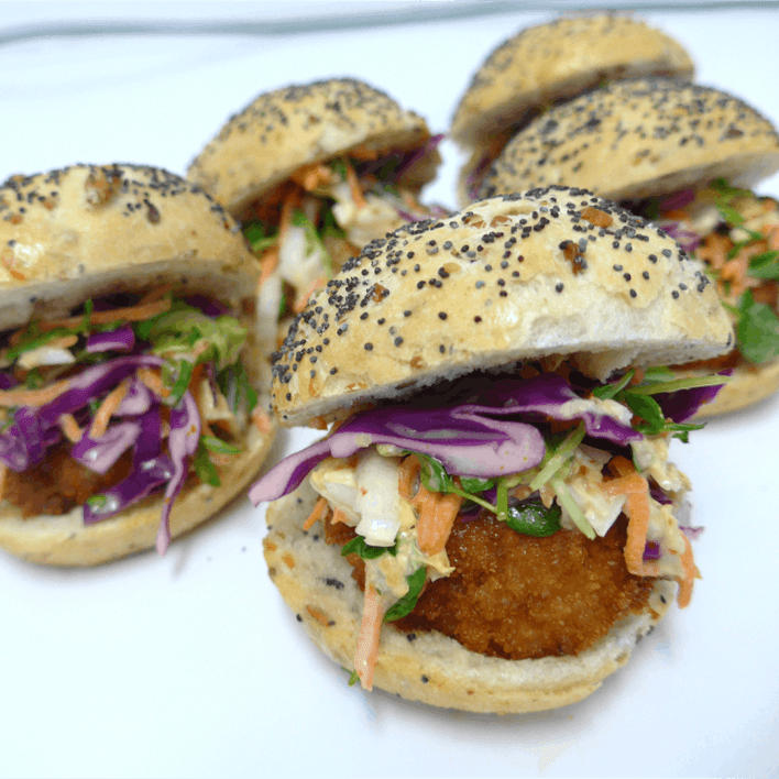 Mini Chicken Schnitzel Burger with Slaw