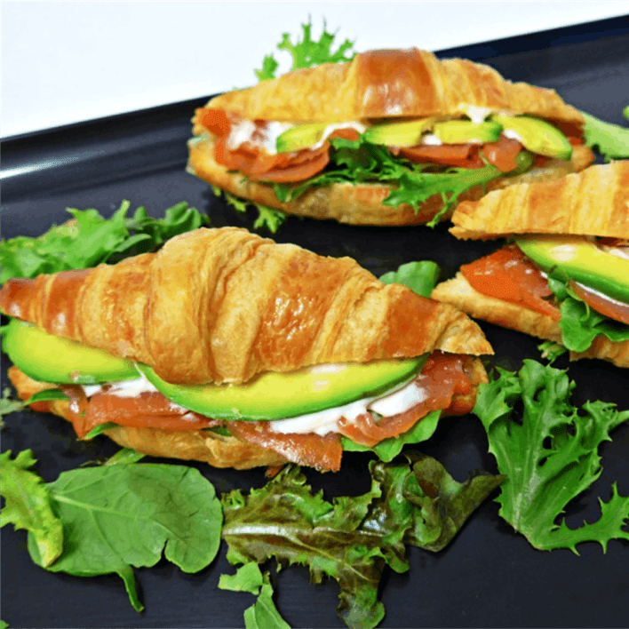 Mini Croissant filled with Smoked Salmon, Avocado and Garlic Aioli