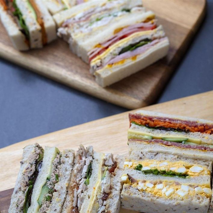 Gourmet triple deck ribbon sandwiches