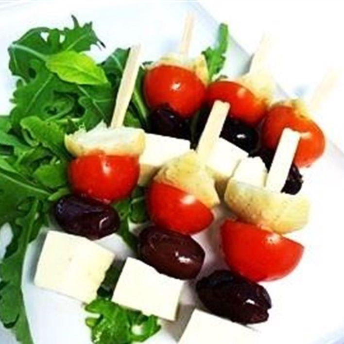 Antipasto pick - artichoke, olive, tomato, feta (GF, V)