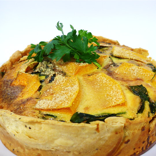 Roast Pumpkin, Spinach & Blue Cheese Tart (V)