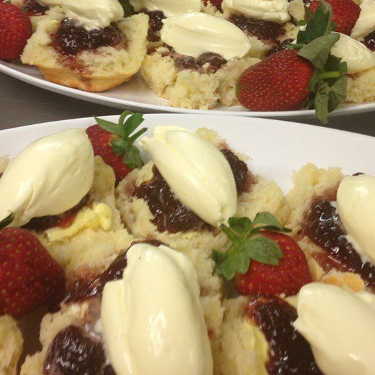 Scone (Whole - presented open) - Plain with jam & cream