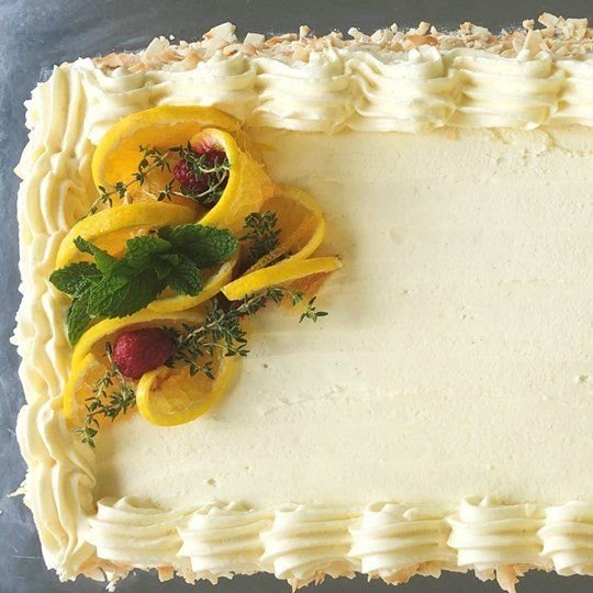 Orange Almond Slab Cake with Vanilla Frosting (GF) (30 cm x 20 cm)