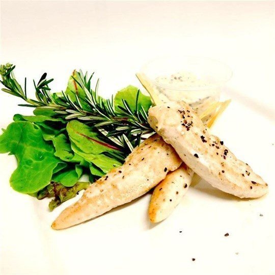 Herb Encrusted Chicken Tenderloin with Honey Mustard Mayonnaise (GF)