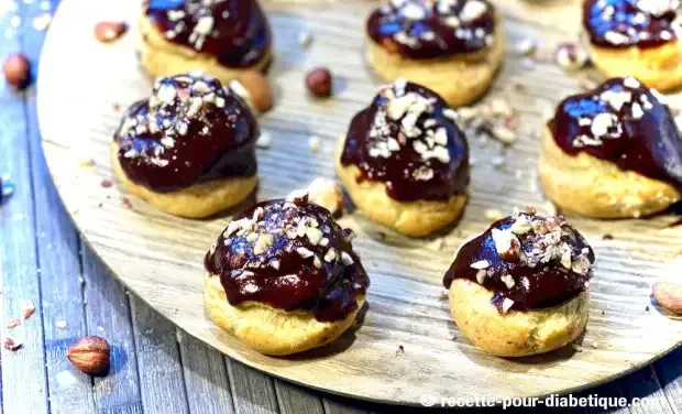 Profiteroles filled with creme patisserie
