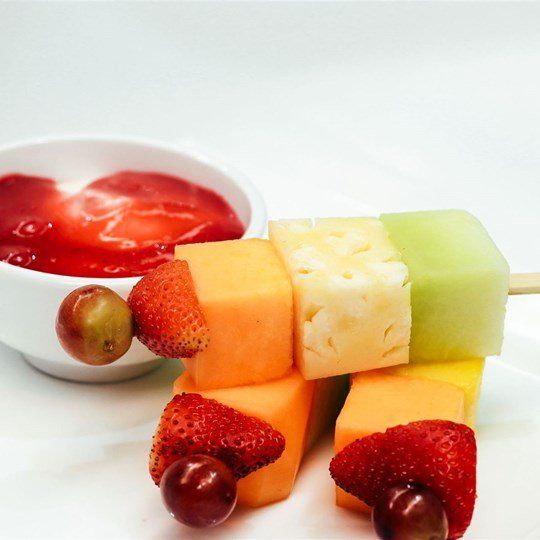 Fruit Skewer - with yoghurt & berry dipping sauce
