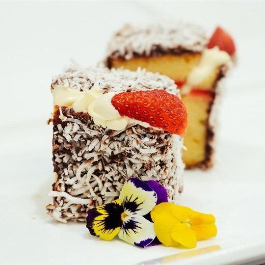 Lamington -  filled with jam & cream