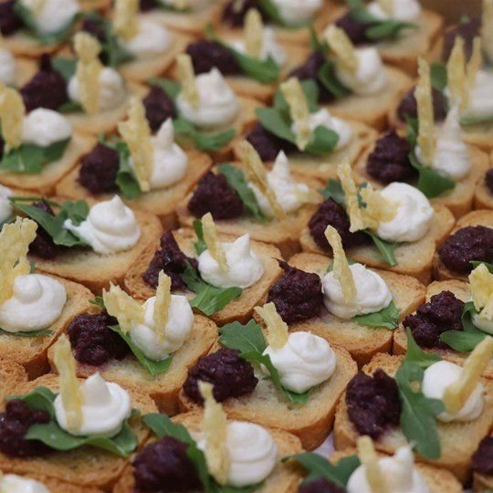 Parmesan Wafer, Tapenade & Goats Cheese Crostini (VEG)