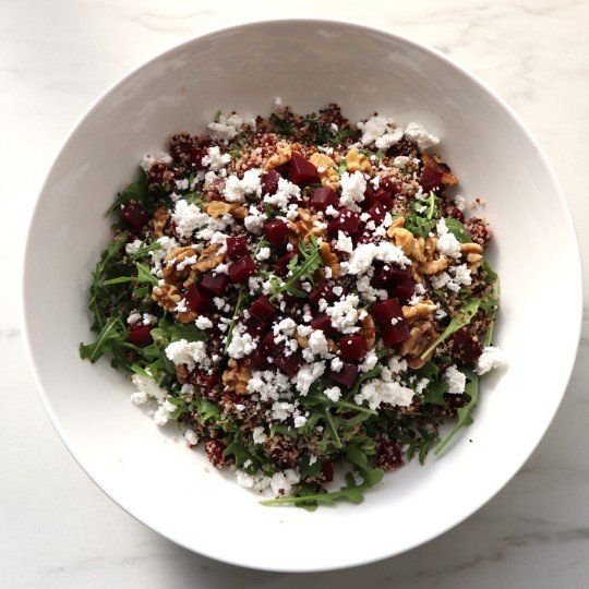 Salad - Roast Beetroot Salad w quinoa, rocket, goat cheese & walnuts (VEG) (GF) - Side Serve