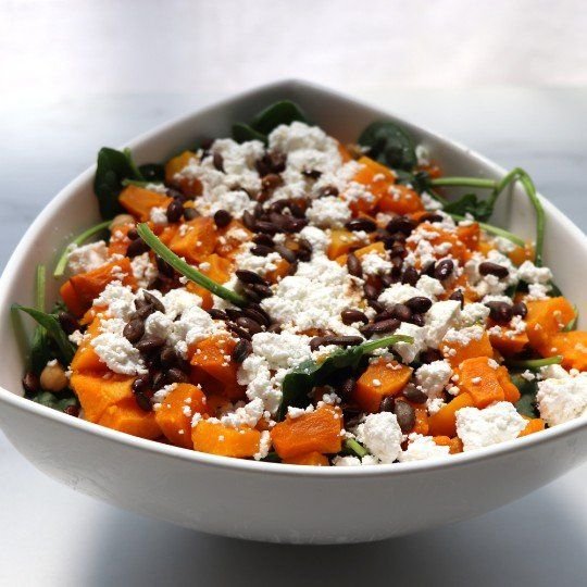 Spinach, Roast Pumpkin, Chickpea & Feta Salad (GF) (VEG) - Main Serve