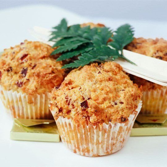 Savoury Ham, Cheese & Chive Muffin with Butter portion (cold item)