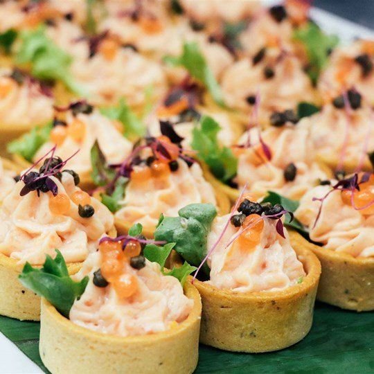 Smoked Salmon Mousse Tart with Fried Capers & Caviar