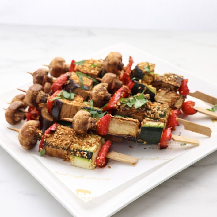 Vegetable skewer - with dukkah seasoning and grilled in a lemon herb marinade (GF) (VEGAN)