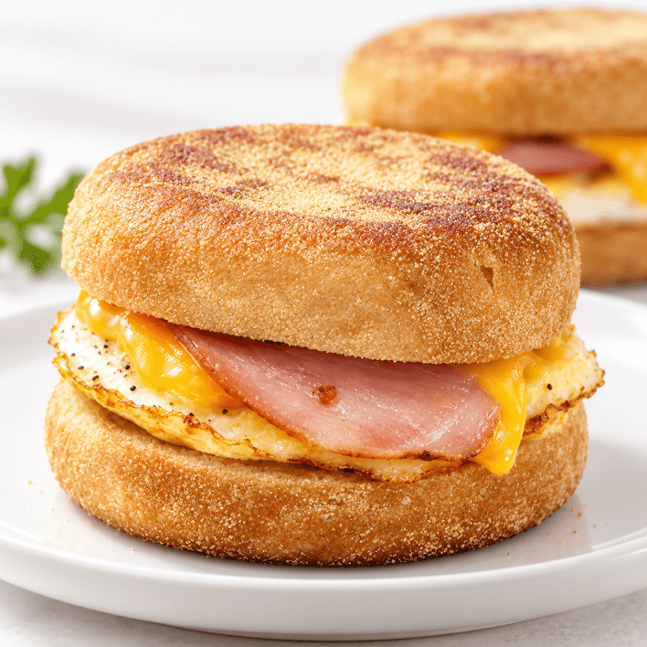 English Muffin - toasted filled with egg, bacon, cheese and tomato relish
