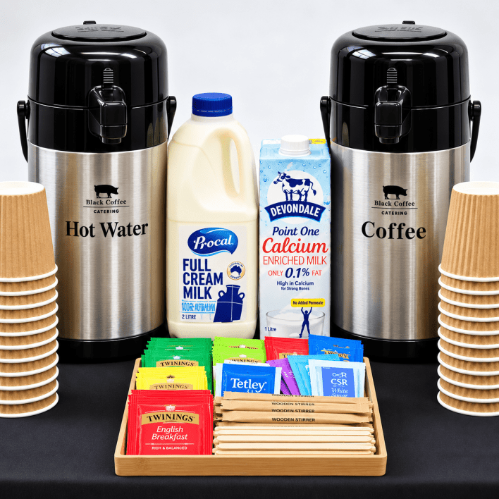 Twining's Tea - with milk, sugar, stirrers & disposable cups