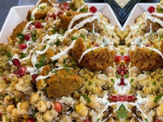 Brown Rice, Chickpea & Falafel Salad