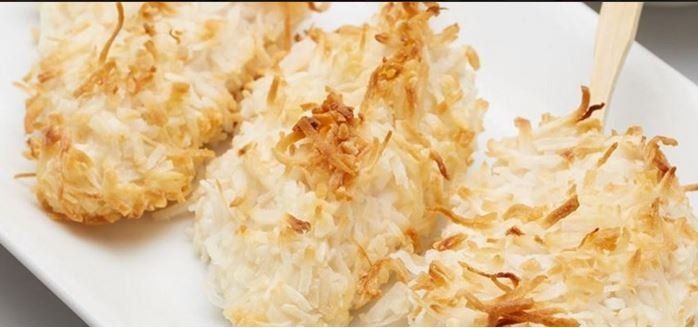 Coconut chicken skewers with sweet chilli