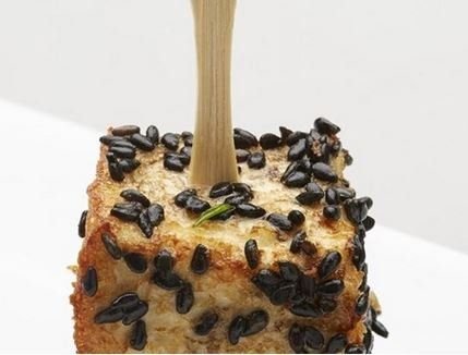 Black sesame crusted soy marinated tofu skewer - VEGAN