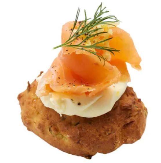 Corn fritters with crème fraiche & smoked salmon