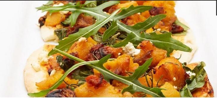 Roast pumpkin, wilted spinach, fetta & rosemary pizza