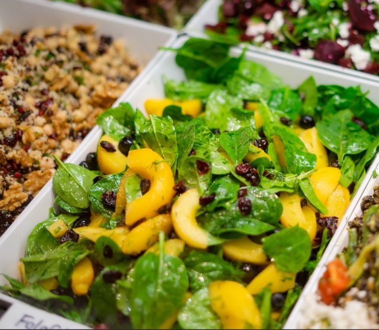 Peach Cranberry Blueberry Spinach Salad 