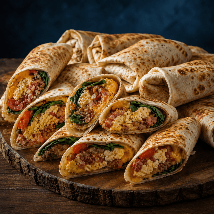 Toasted breaky roti wraps