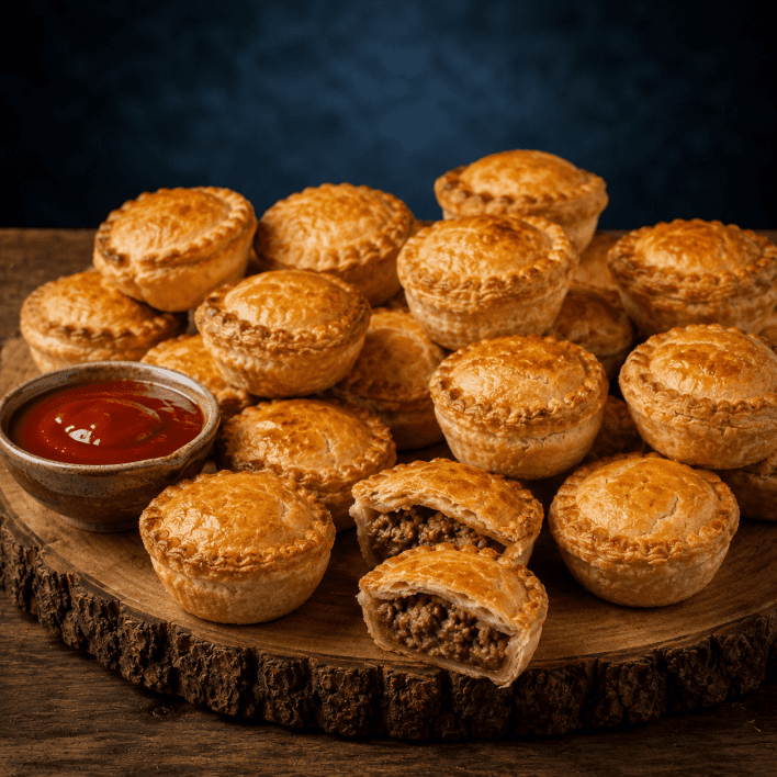 Mini beef pies (with tomato sauce)
