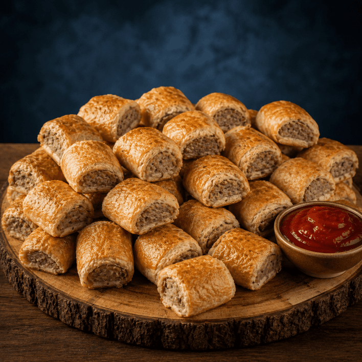 Mini sausage rolls (with tomato sauce)