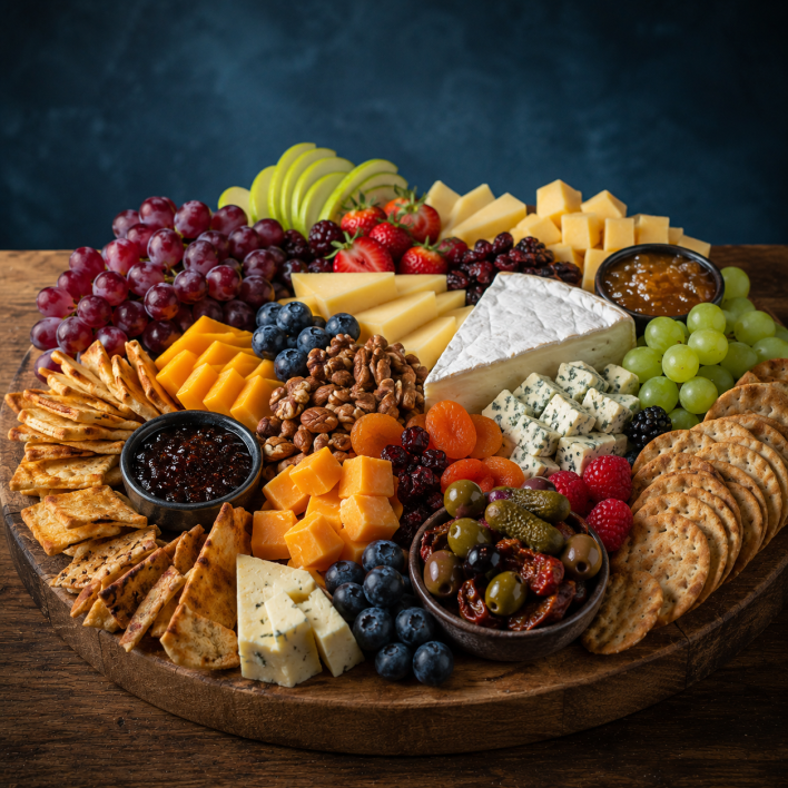 Cheese and fruit platter (Serves)