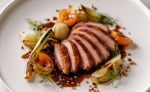 [f] Aylesbury Duck | apricot | fennel | native pepper