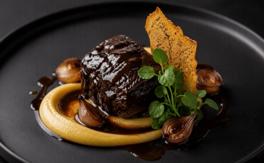 [f] Double-Smoked Wagyu Beef Cheek sweetcorn | potato | madeira
