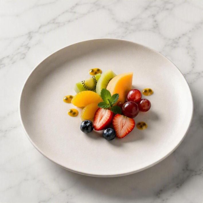 [f] Formal elevated fruit plate textures