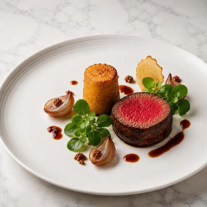 [f] Wagyu Beef Tenderloin | watercress | shallot | mustard seed | red wine