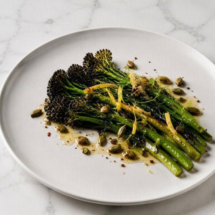 [f] Charred Broccolini | preserved lemon | smoked pepita