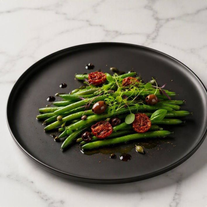 [f] Green Beans | tomato | olive | basil