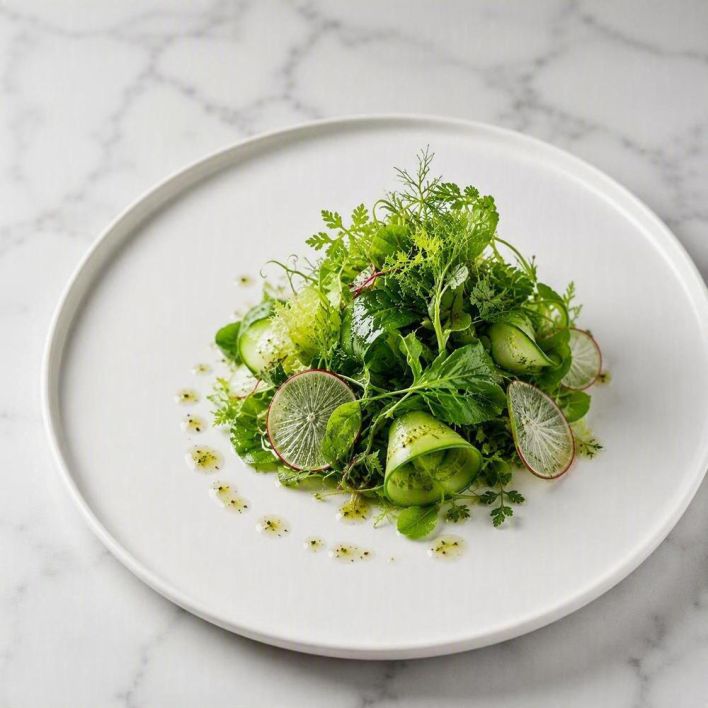 [f] Young Leaf Salad | radish | cucumber | champagne