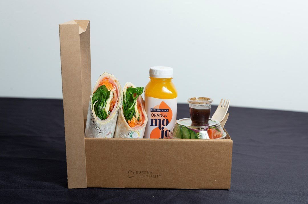 CORPORATE LUNCH BOXED ON THE GO - Wrap - Salad - OJ