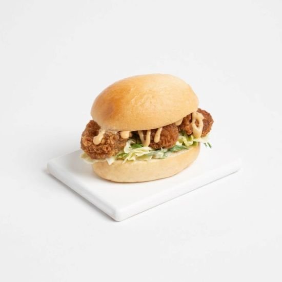 Gourmet Brioche Roll Tempura Prawn, Cos Lettuce, Avocado, Sweet Chili Mayo