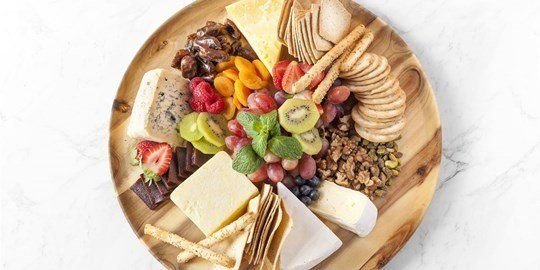 Gourmet Cheese & Fruit Platter served with Water & Rice Crackers