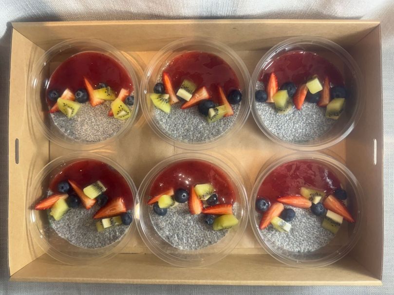 Chia Pudding - Rhubarb Jam + Berries