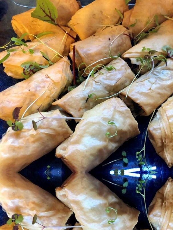 Spinach and mushroom filo cigar