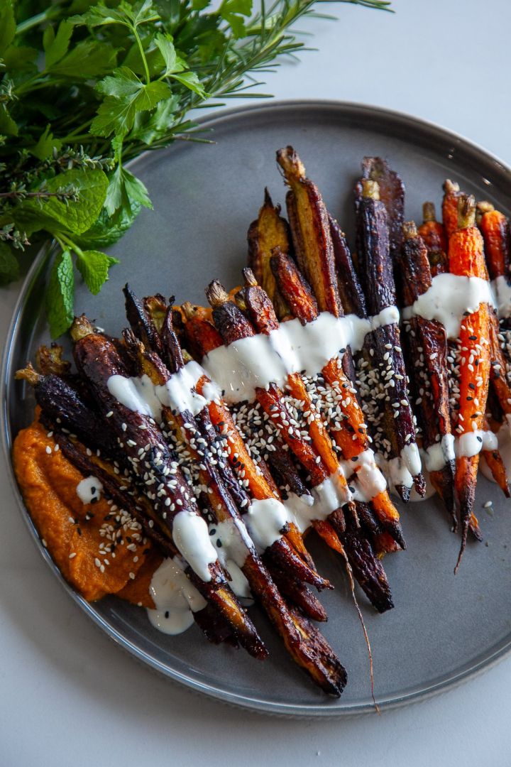 Roasted Dutch Carrots with Carrot and Miso Puree