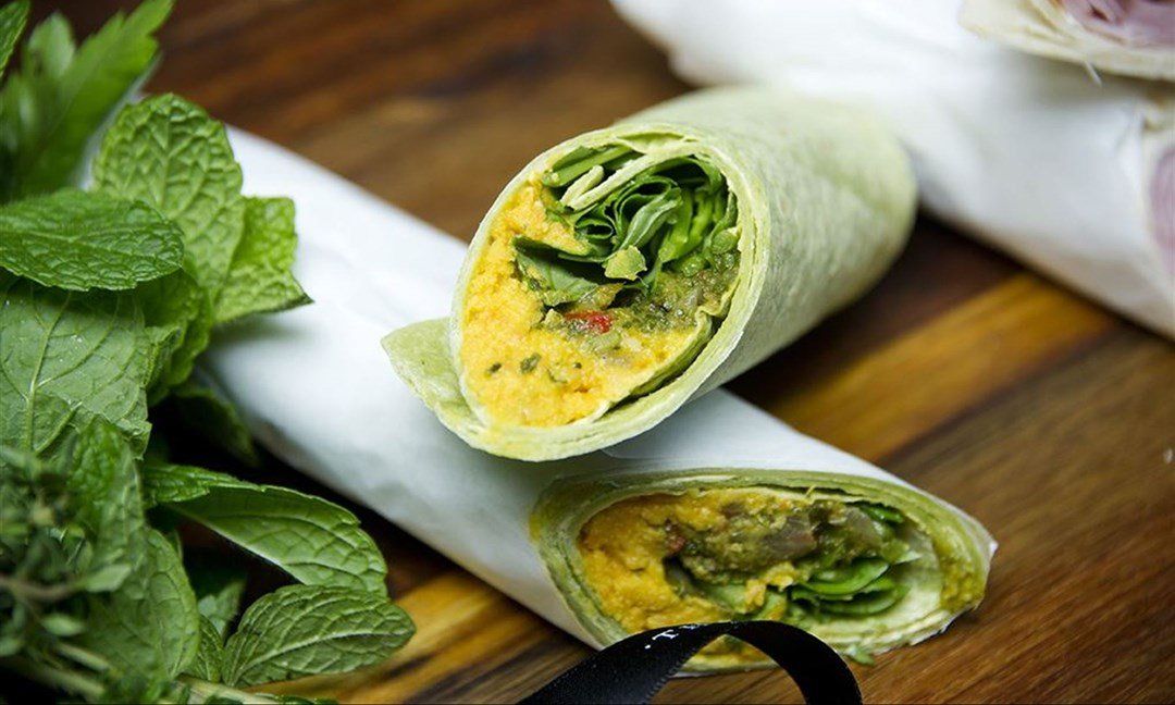 Whole wraps - Roasted vegetable, carrot hummus, rocket (V)