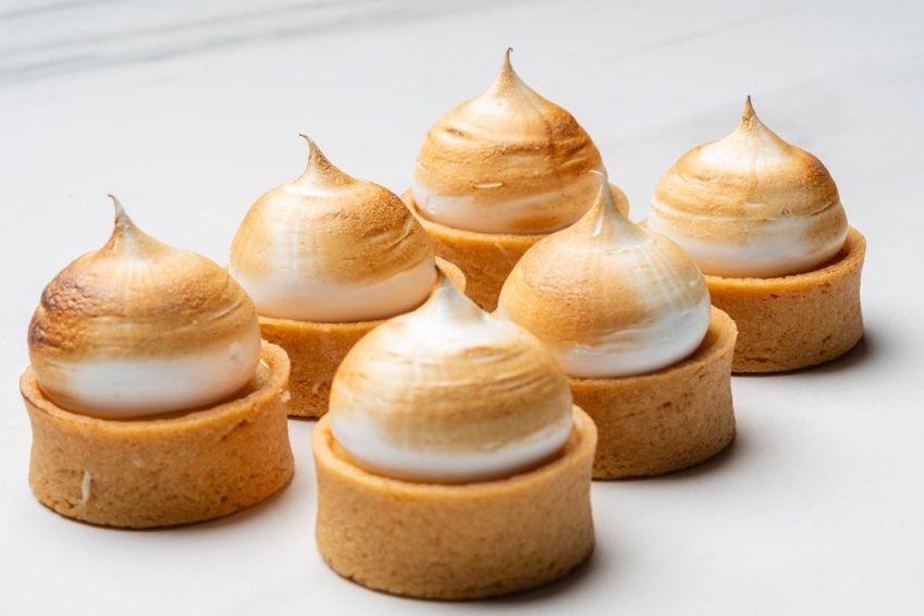 Lemon and passionfruit tartlet, torched meringue