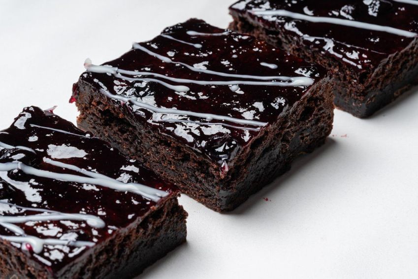Blueberry and fudgy chocolate brownie