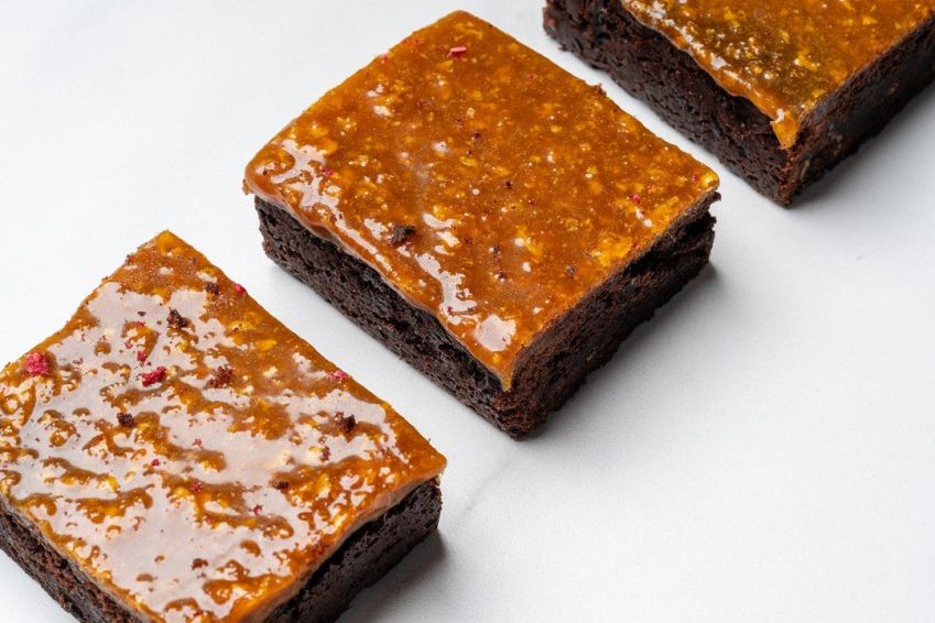 Toffee caramel crunch chocolate fudge brownie