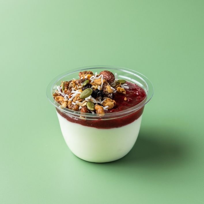 Raspberry Compote, Yoghurt and Granola Pot 