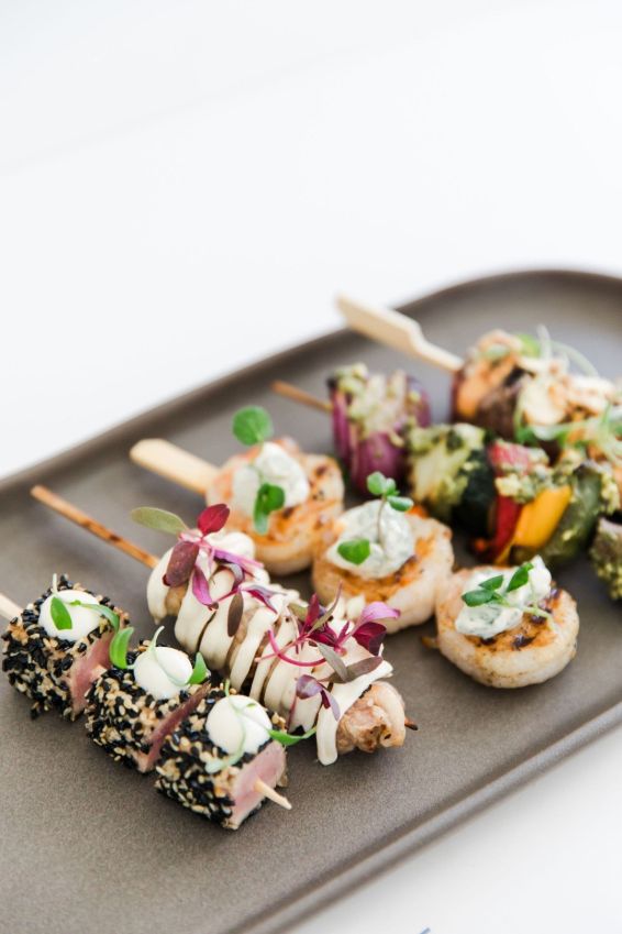 Garlic lemon prawn kebab, sauce gribiche df, nga