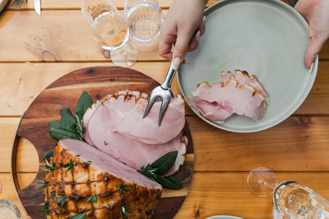 Half ham, approx 4.5kg (serves about 25 guests). Alongside mustards, relish