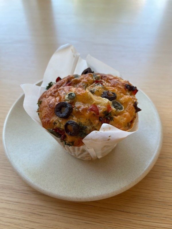 Italian Savoury Muffin, Olives, Roast Red Pepper, Capers & Spinach